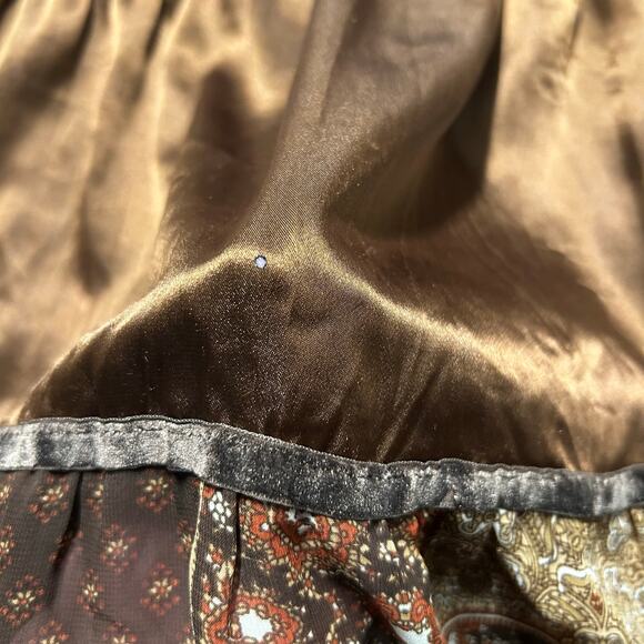 Miss Me Brown Patchwork Vintage Maxi Skirt Paisley Satin Size Small - Picture 5 of 11